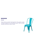 Flash Furniture Metal Curved Slat Back Dining Side Chair in Crystal Blue