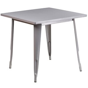 Flash Furniture 31.5&quot Square Metal Dining Table in Silver