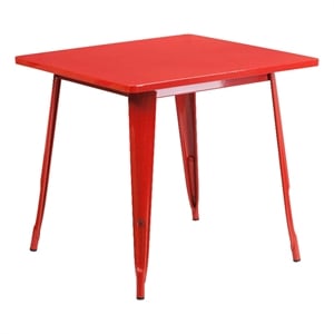Flash Furniture 31.5&quot Square Metal Dining Table in Red