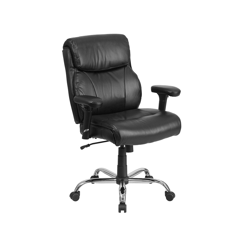 Flash Furniture Big and Tall Leather Swivel Office Chair in Black