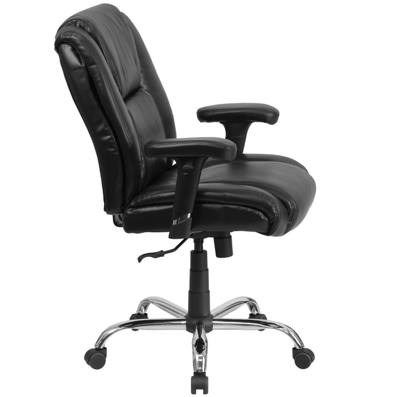 Flash Furniture Big and Tall Leather Swivel Office Chair in Black