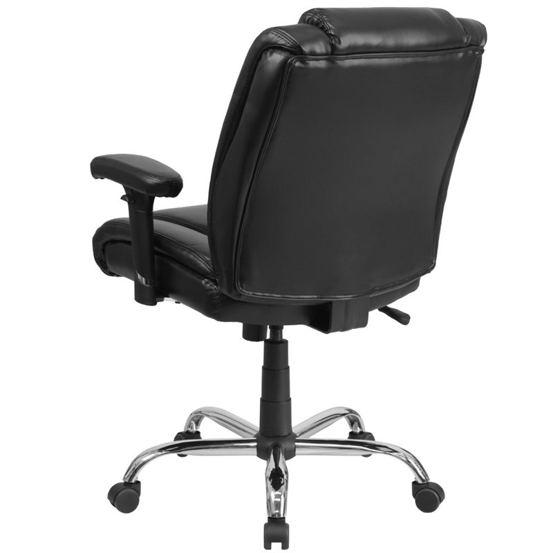 Flash Furniture Big and Tall Leather Swivel Office Chair in Black