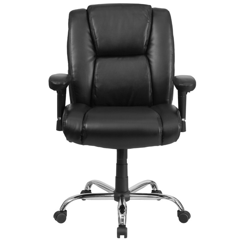 Flash Furniture Big and Tall Leather Swivel Office Chair in Black