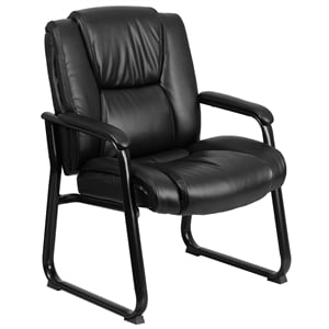 Flash Furniture Leather Office Reception Chair in Black