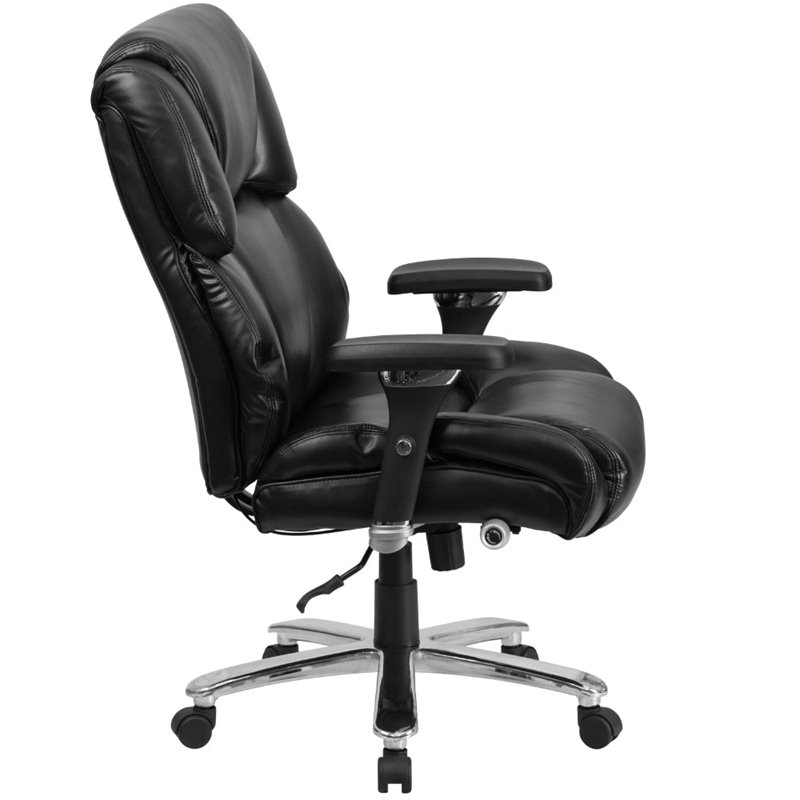 Flash Furniture Big and Tall Leather Swivel Office Chair in Black