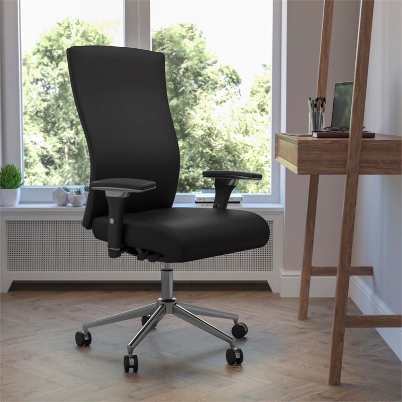 Flash Furniture High Back Leather Swivel Office Chair in Black