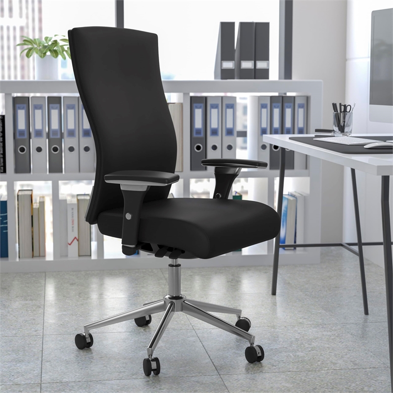 Flash Furniture High Back Leather Swivel Office Chair in Black