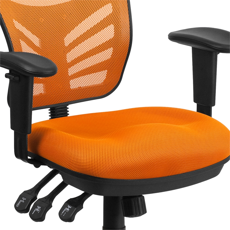 Flash Furniture Nicholas Mid-Back Orange Mesh Multifunction Office Chair