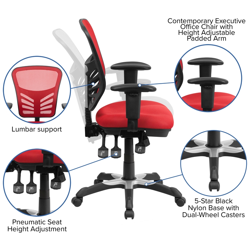 Flash Furniture Nicholas Mid-Back Red Mesh Multifunction Office Chair