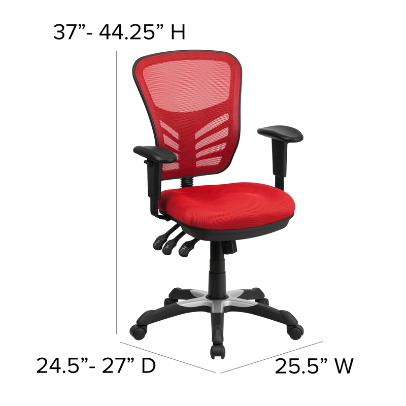 Flash Furniture Nicholas Mid-Back Red Mesh Multifunction Office Chair