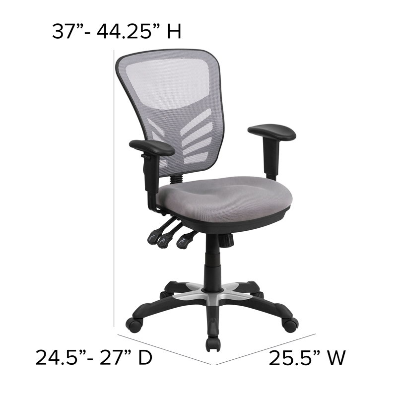 Flash Furniture Nicholas Mid Back Mesh Swivel Office Chair in Gray
