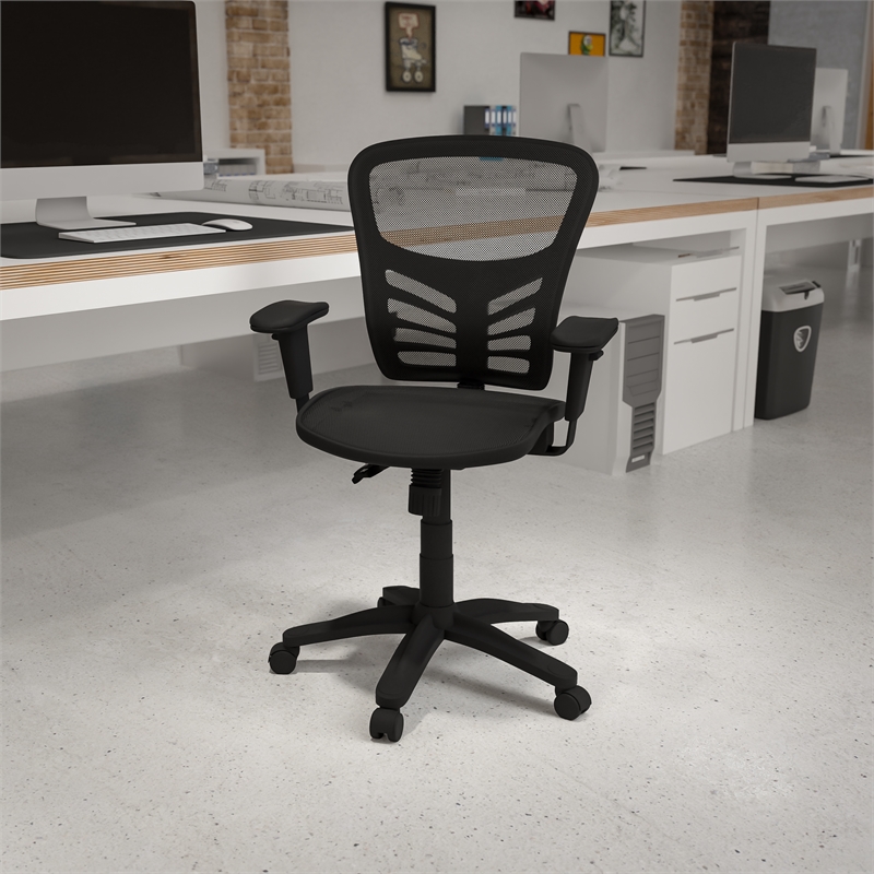 Flash Furniture Mid Back Mesh Swivel Office Chair in Black