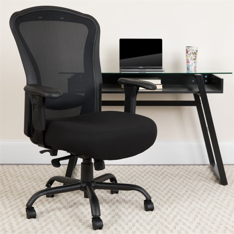 Flash Furniture Big and Tall Fabric Swivel Chair in Black