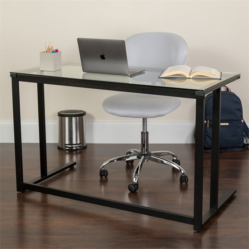 Flash Furniture Glass Top Writing Desk in Black