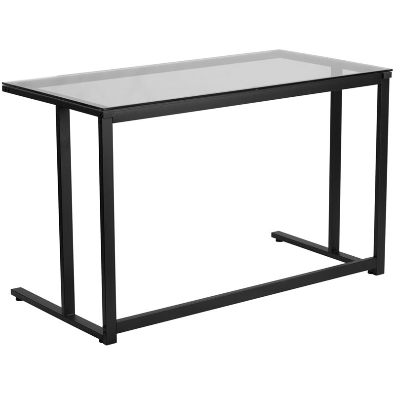 Flash Furniture Glass Top Writing Desk in Black