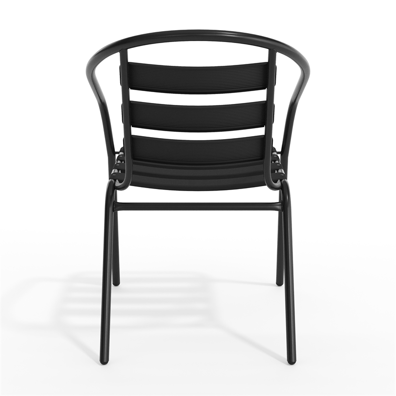 Flash Furniture Metal Stacking Patio Chair in Black