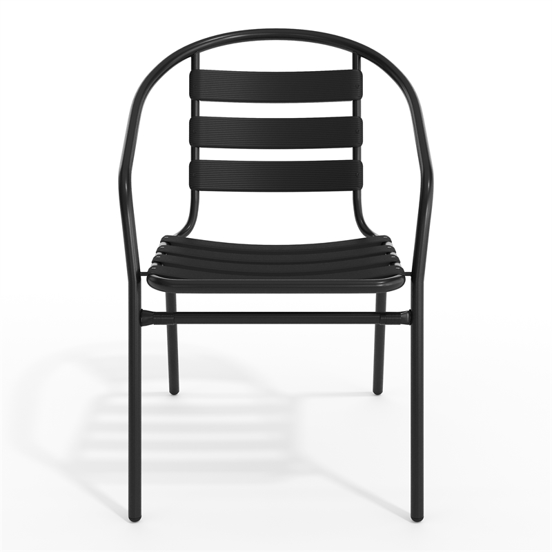 Flash Furniture Metal Stacking Patio Chair in Black