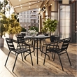 Flash Furniture Metal Stacking Patio Chair in Black