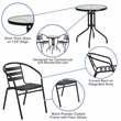 Flash Furniture 3 Piece Round Patio Bistro Set in Black