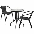 Flash Furniture 3 Piece Round Patio Bistro Set in Black