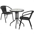 Flash Furniture 3 Piece Round Patio Bistro Set in Black