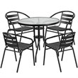 Flash Furniture 5 Piece Round Patio Dining Set in Black