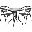 Flash Furniture 3 Piece Square Patio Bistro Set in Black
