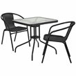 Flash Furniture 3 Piece Square Patio Dining Set in Black