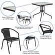 Flash Furniture 3 Piece Square Patio Dining Set in Black