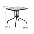 Flash Furniture 3 Piece Square Patio Dining Set in Black