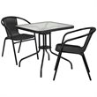 Flash Furniture 3 Piece Square Patio Dining Set in Black