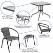 Flash Furniture 3 Piece Square Patio Dining Set in Black and Gray