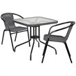 Flash Furniture 3 Piece Square Patio Dining Set in Black and Gray