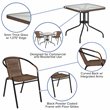 Flash Furniture 3 Piece Square Patio Dining Set in Black and Brown