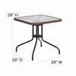 Flash Furniture 3 Piece Square Patio Dining Set in Black and Brown