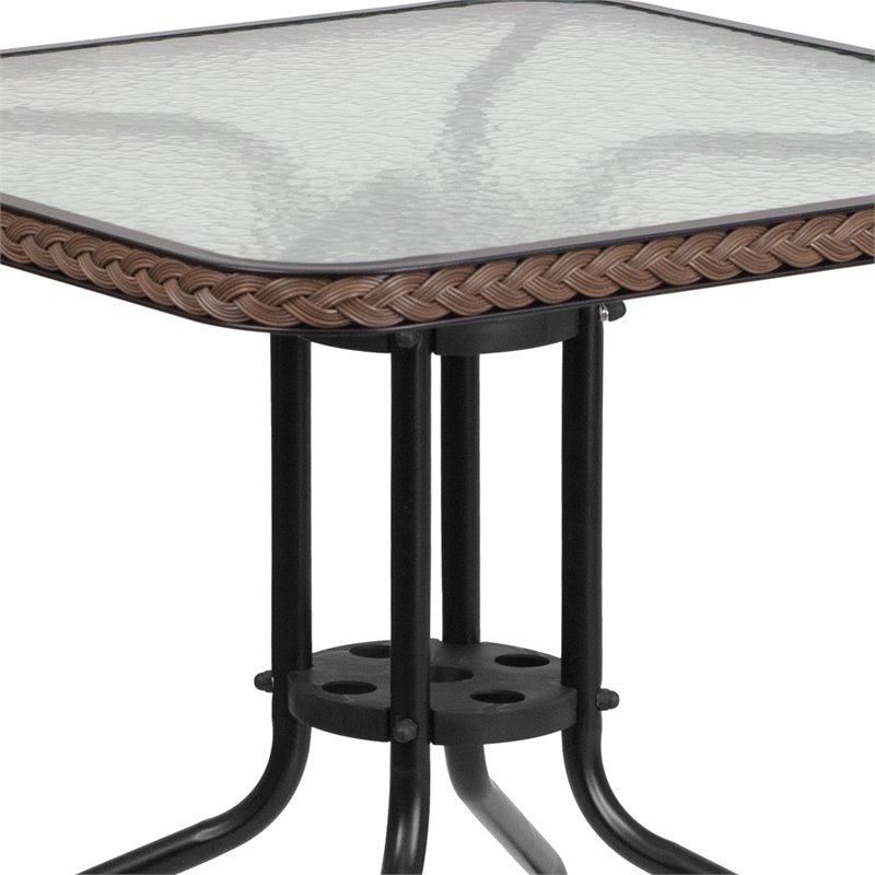 Flash Furniture 3 Piece Square Patio Dining Set in Black and Brown