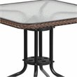 Flash Furniture 3 Piece Square Patio Dining Set in Black and Brown