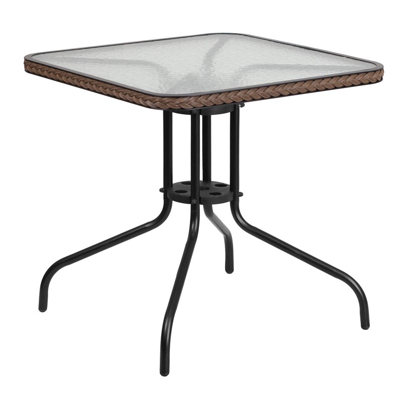 Flash Furniture 3 Piece Square Patio Dining Set in Black and Brown