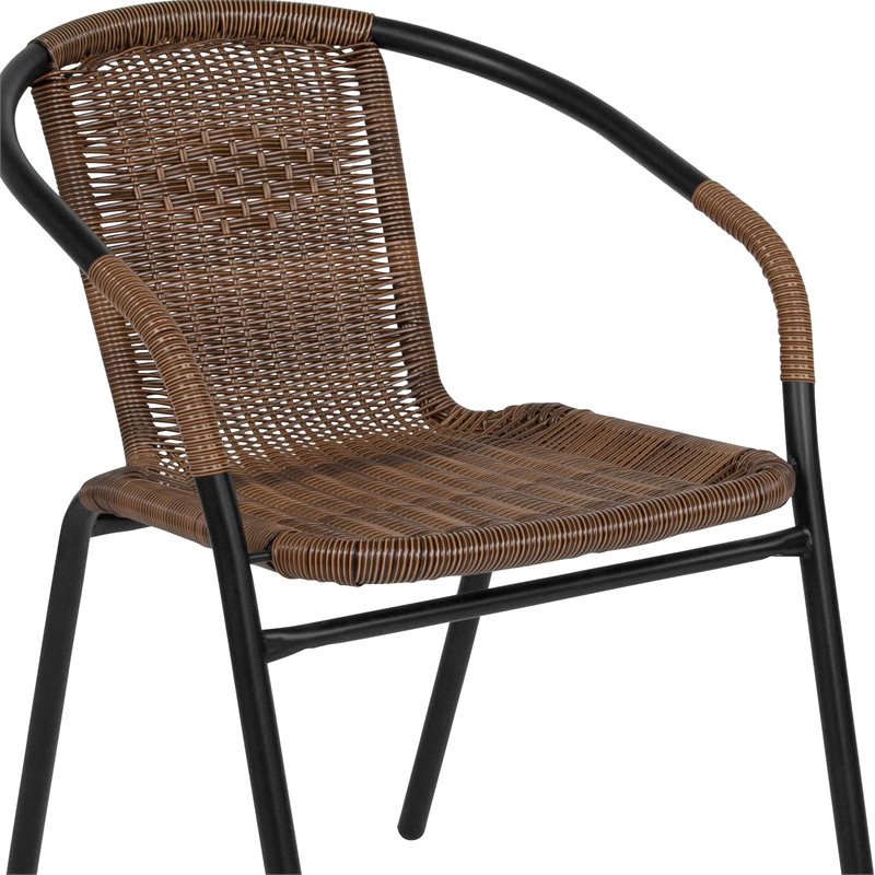 Flash Furniture 3 Piece Square Patio Dining Set in Black and Brown
