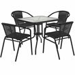 Flash Furniture 5 Piece Square Patio Dining Set in Black