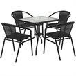 Flash Furniture 5 Piece Square Patio Dining Set in Black
