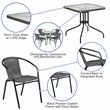 Flash Furniture 5 Piece Square Patio Dining Set in Black and Gray