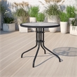 Flash Furniture 28Rd Glass Table W Rattan Edge In Clear Glass Top Black Rattan
