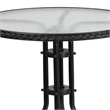 Flash Furniture 28Rd Glass Table W Rattan Edge In Clear Glass Top Black Rattan