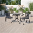 Flash Furniture 3 Piece Round Patio Dining Set in Black