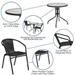 Flash Furniture 3 Piece Round Patio Dining Set in Black