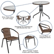 Flash Furniture 3 Piece Round Patio Dining Set in Black and Brown
