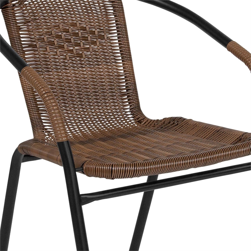 Flash Furniture 3 Piece Round Patio Dining Set in Black and Brown