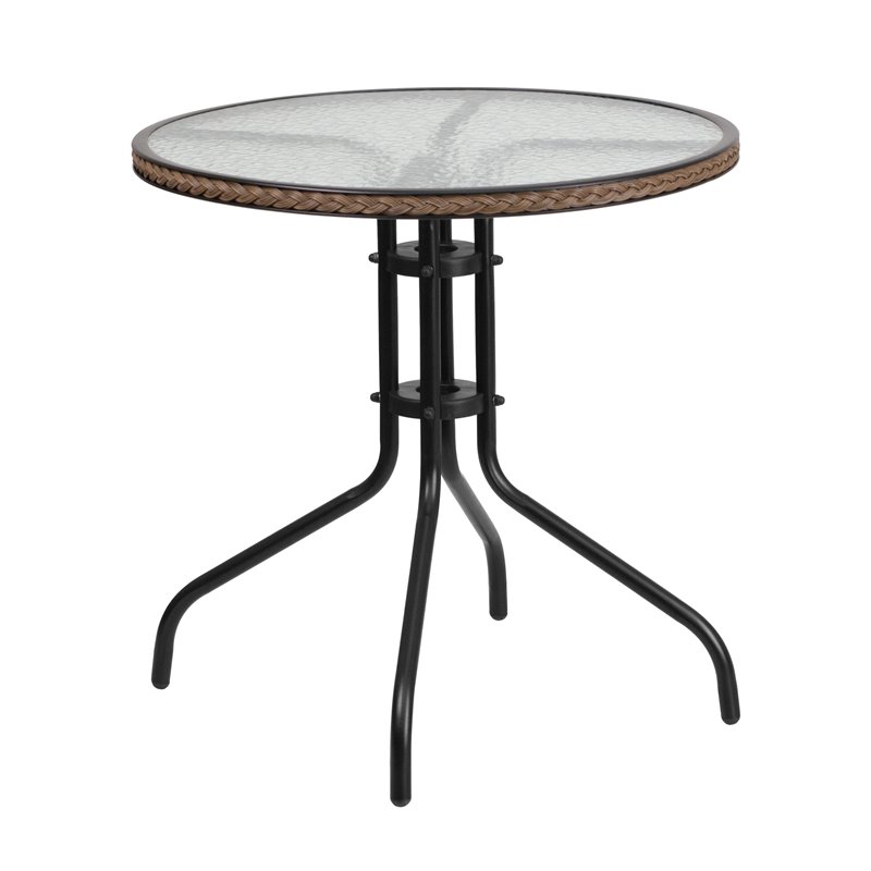 Flash Furniture 3 Piece Round Patio Dining Set in Black and Brown