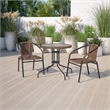 Flash Furniture 3 Piece Round Patio Dining Set in Black and Brown